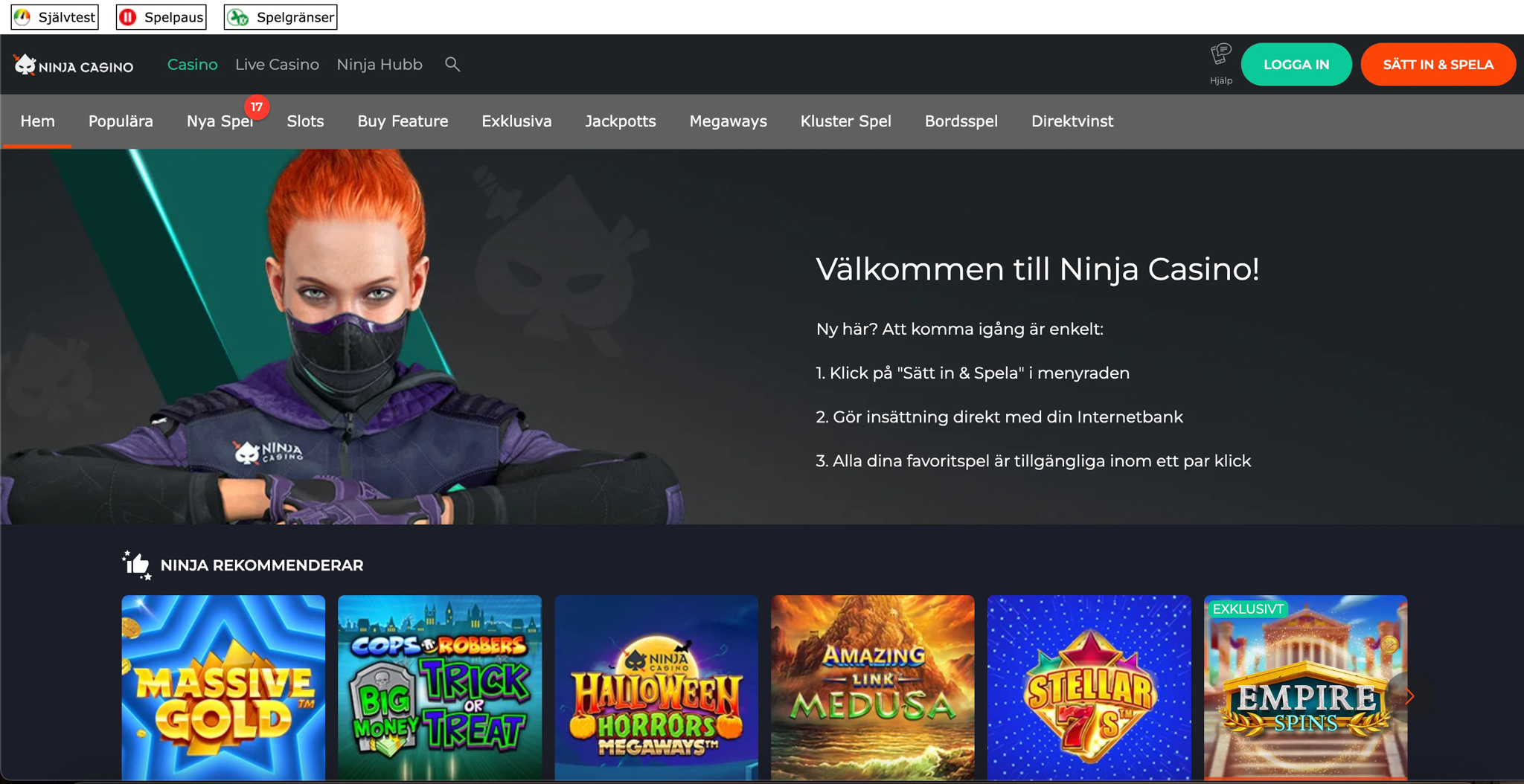 Ninja casino recension - Sveriges Bästa Casino - 04