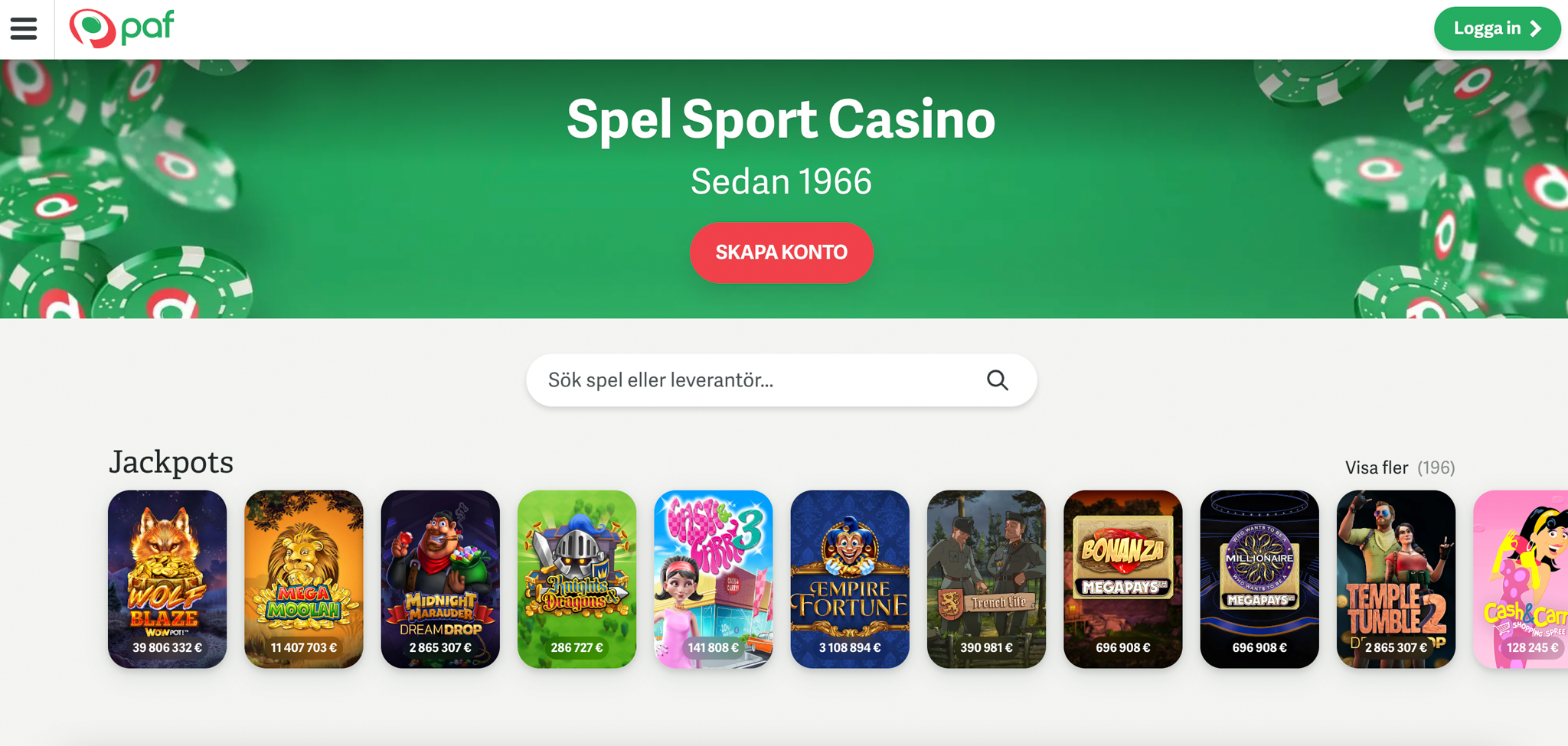 PAF casino recension - Sveriges Bästa Casino - 05