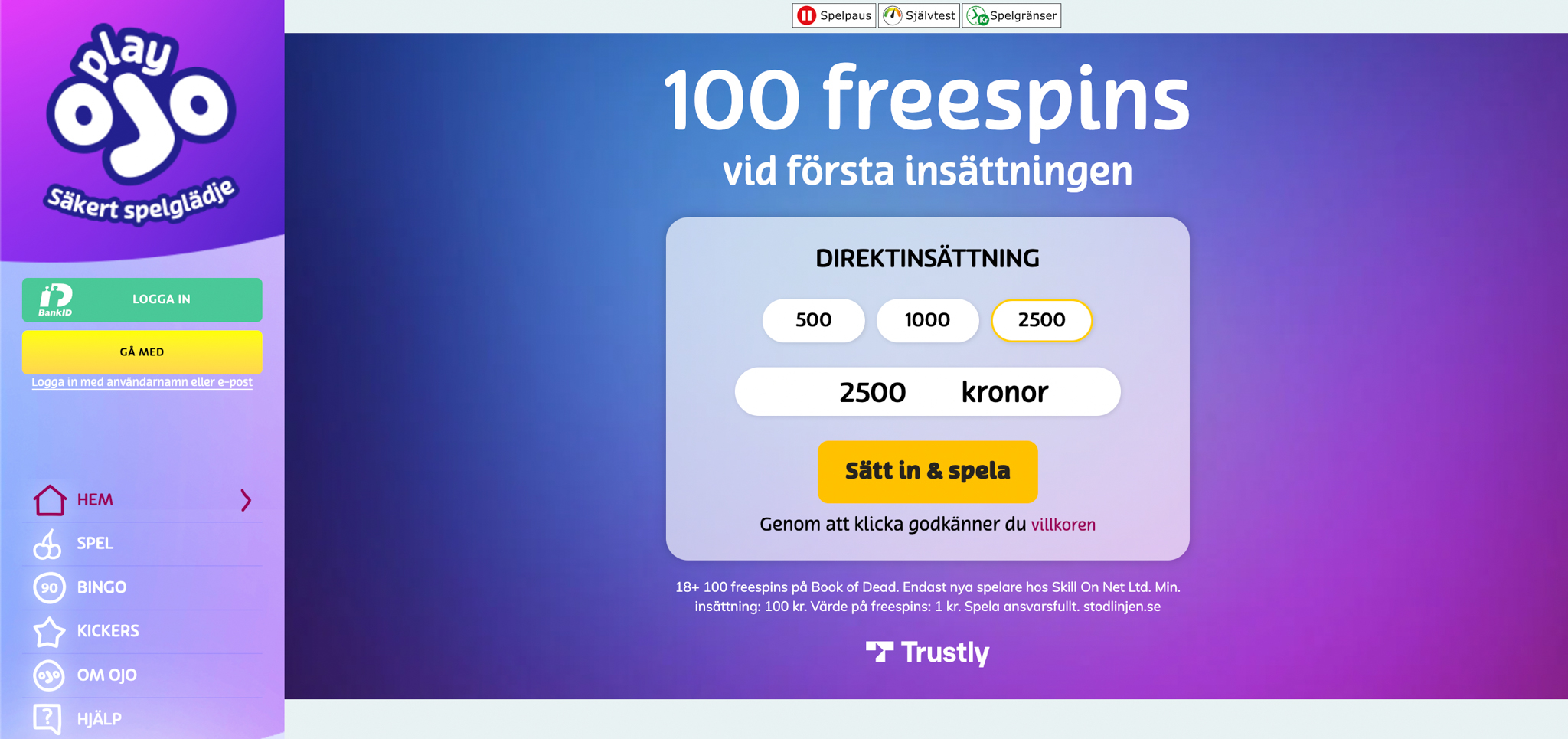 PlayOJO casino recension - Sveriges Bästa Casino - 01