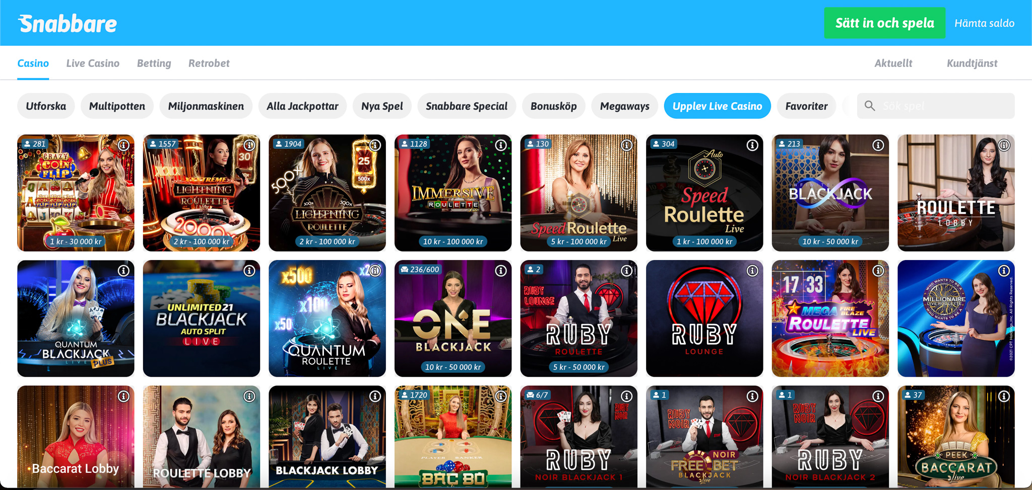 Snabbare Casino recension - Sveriges Bästa Casino - 06