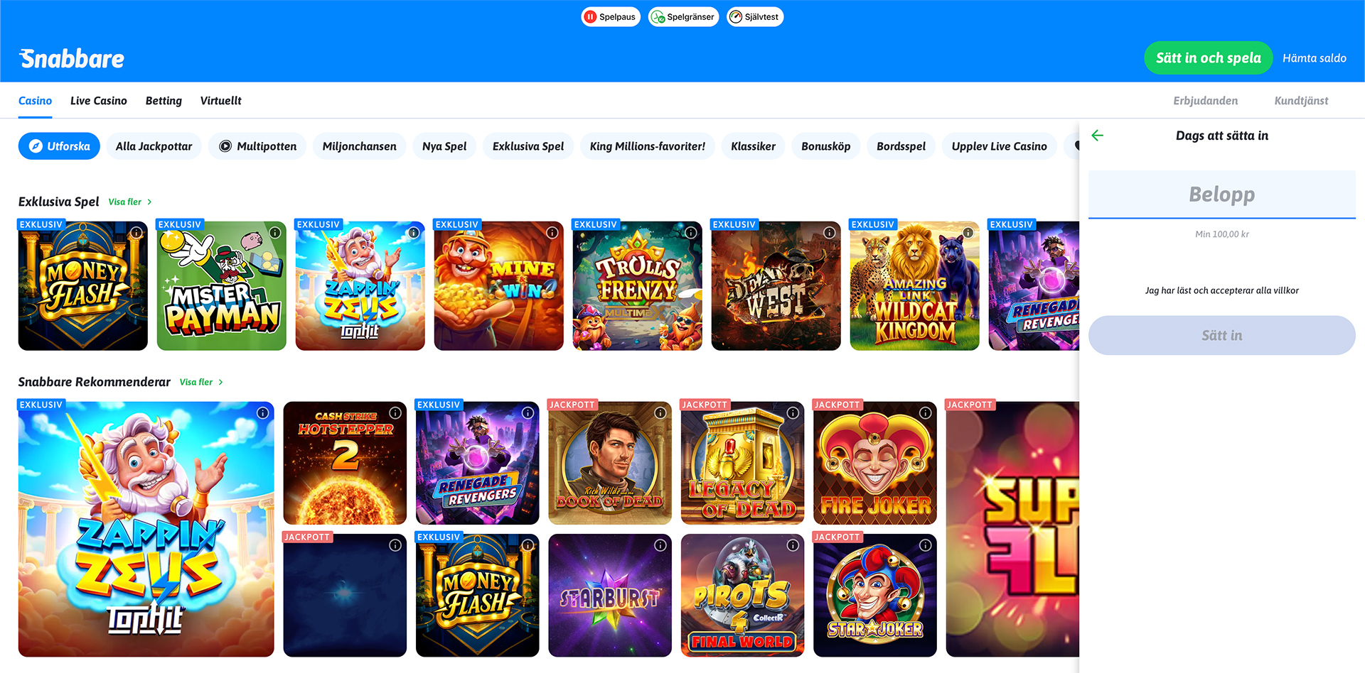 Snabbare Casino recension - Sveriges Bästa Casino - 251020 - 01