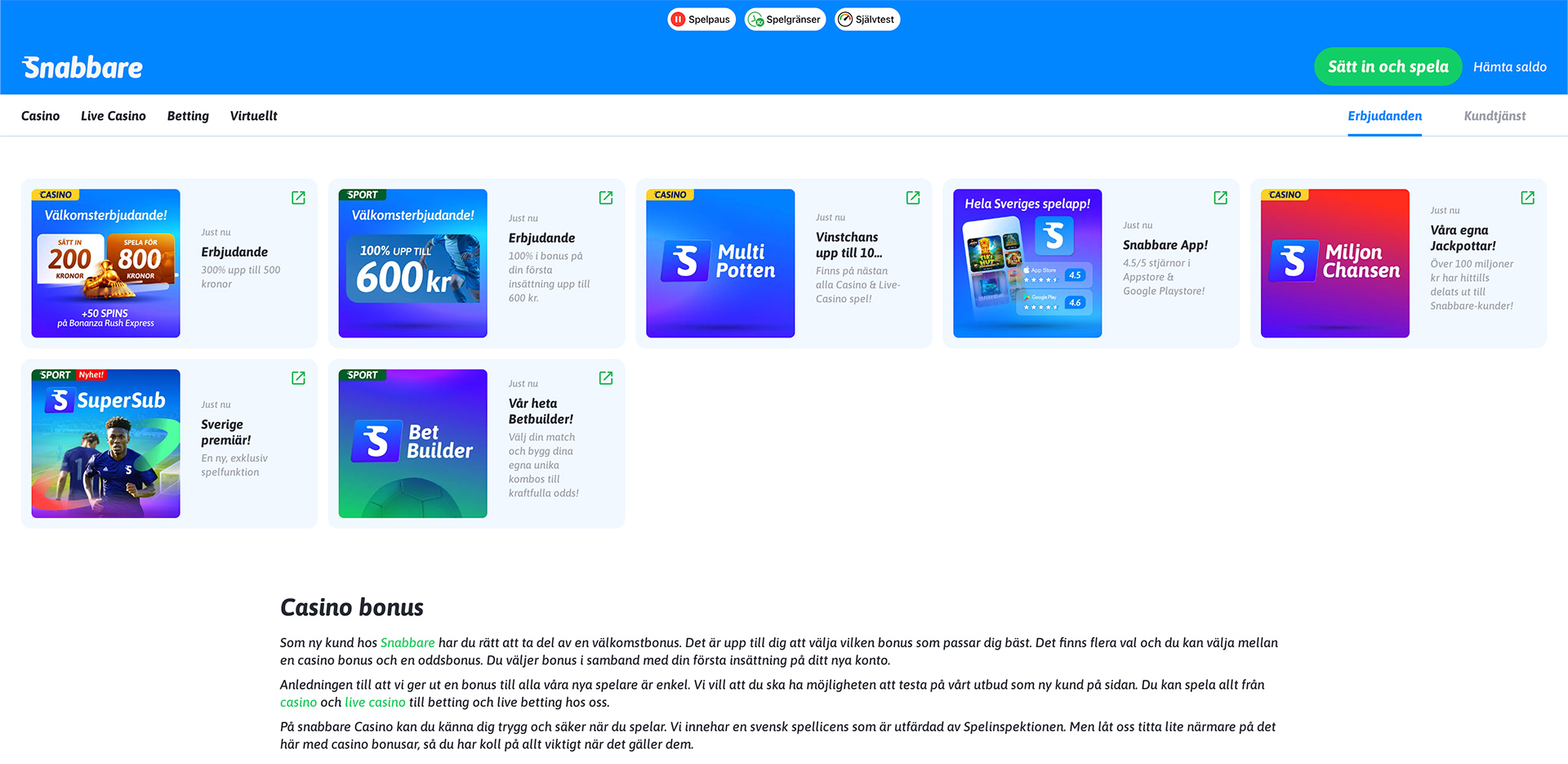 Snabbare Casino recension - Sveriges Bästa Casino - 251020 - 02